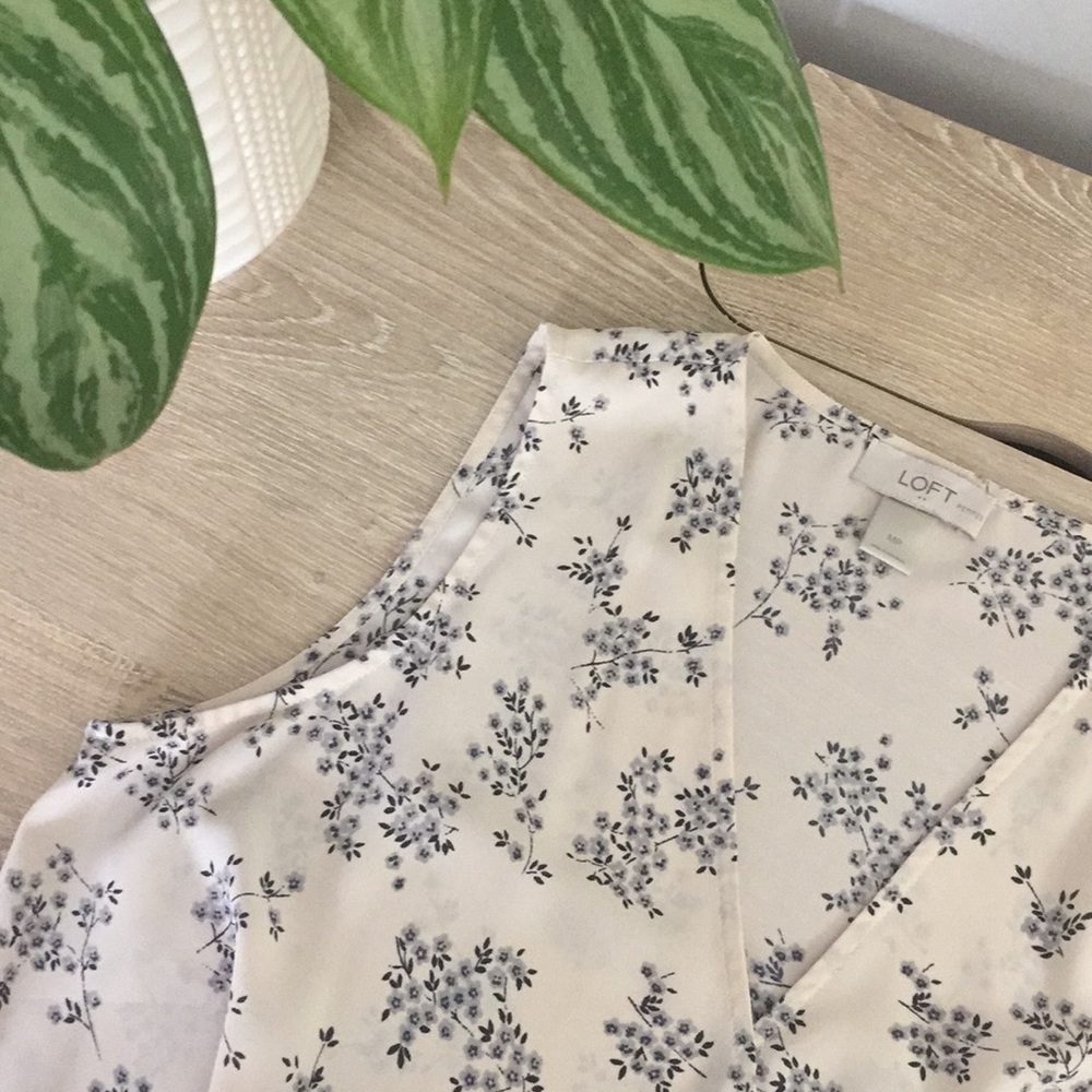 Loft white floral blouse